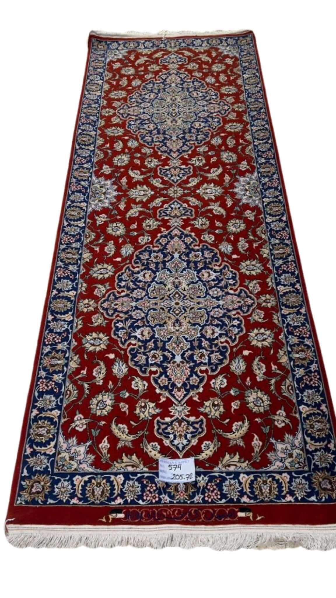 "Red Persian rug runner by Karbasi Zadeh, hand-knotted with silk and wool"