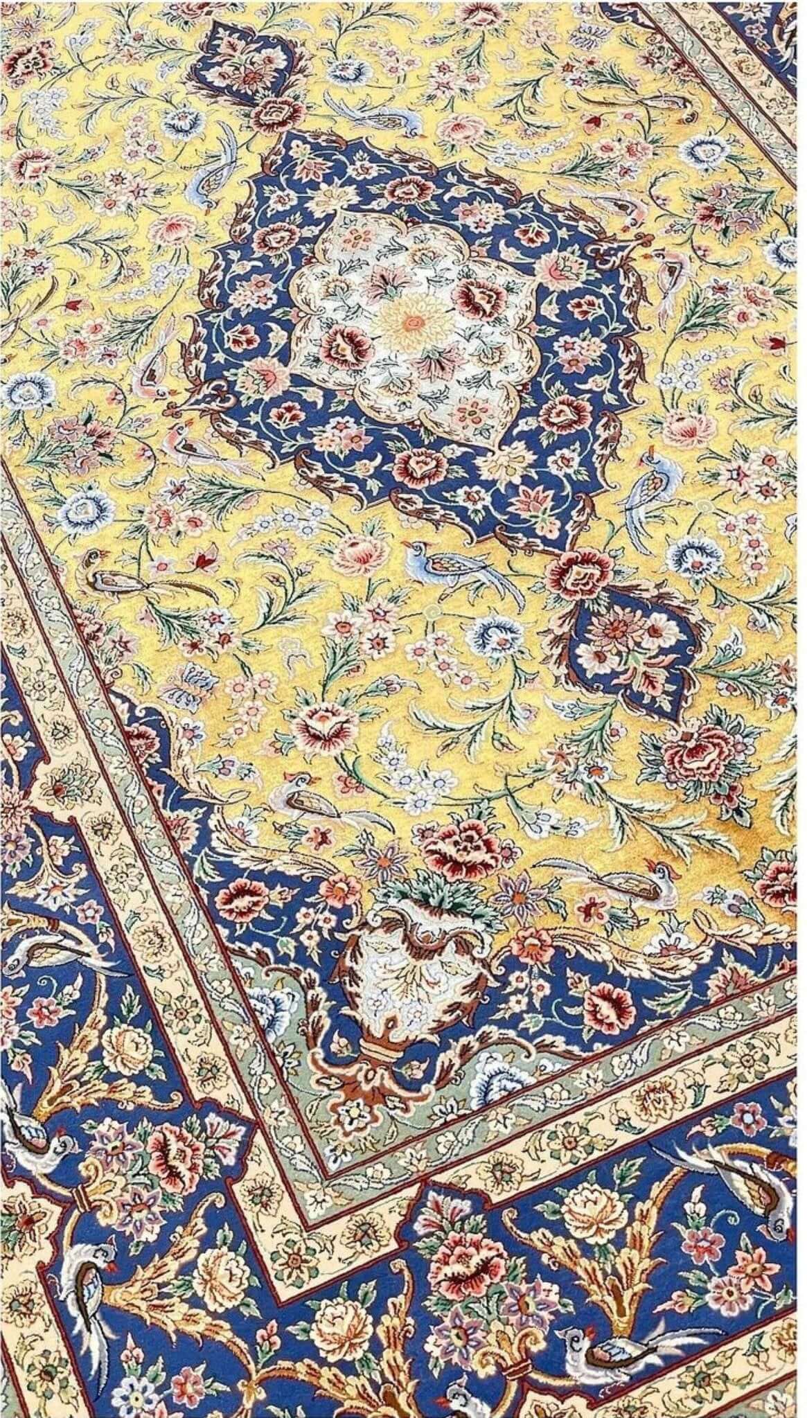 "Fine Isfahan rug with certificate of authenticity, crafted in Iran"
