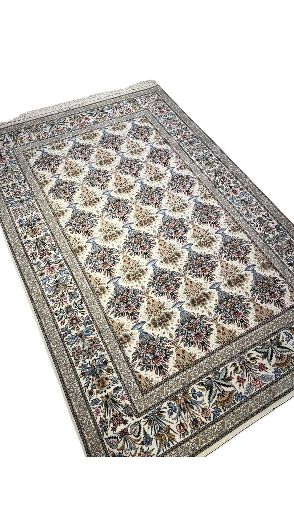 "Luxury Persian rug with silk and wool blend, knotted in Isfahan"
