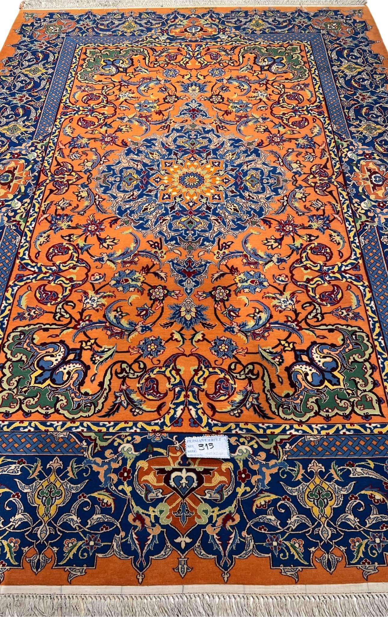 Hand-Knotted Isfahan Rug 235x160 cm, 1,000,000 Knots/m², Silk & Wool Blend, Persian Carpet, New
