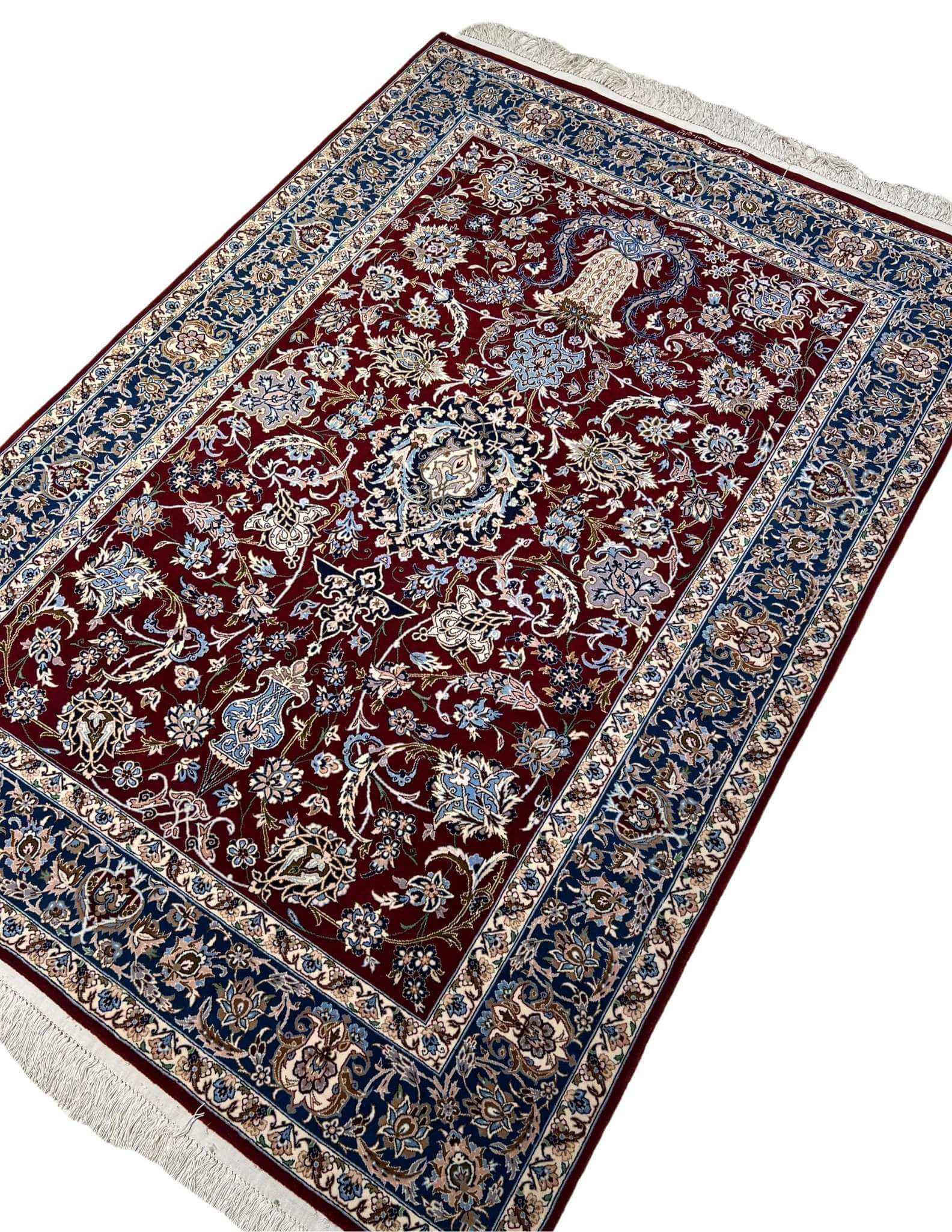Luxurious dark red Persian rug with intricate patterns for sale