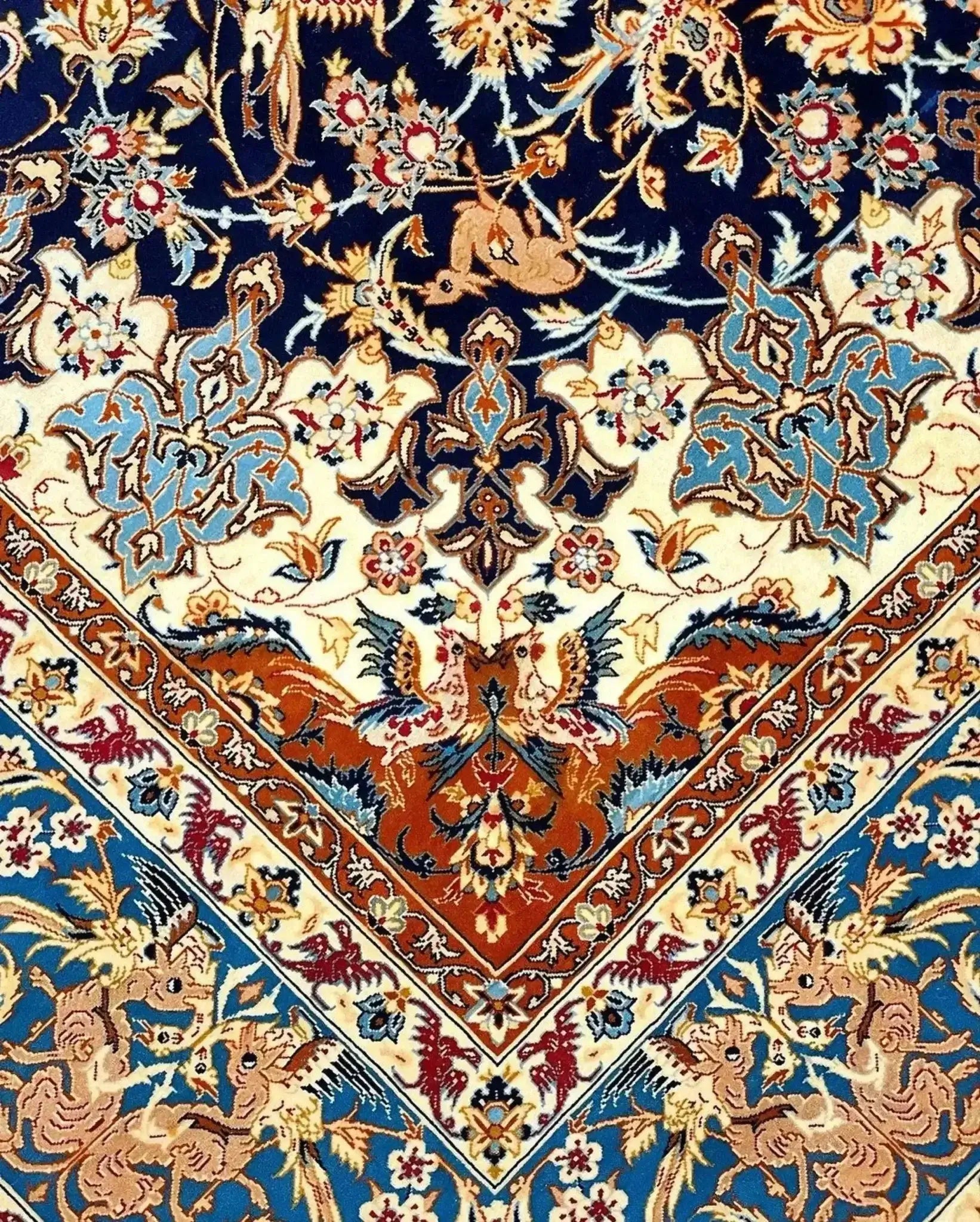 Antique Persian carpet from Isfahan, featuring a detailed medallion design, perfect for collectors.
