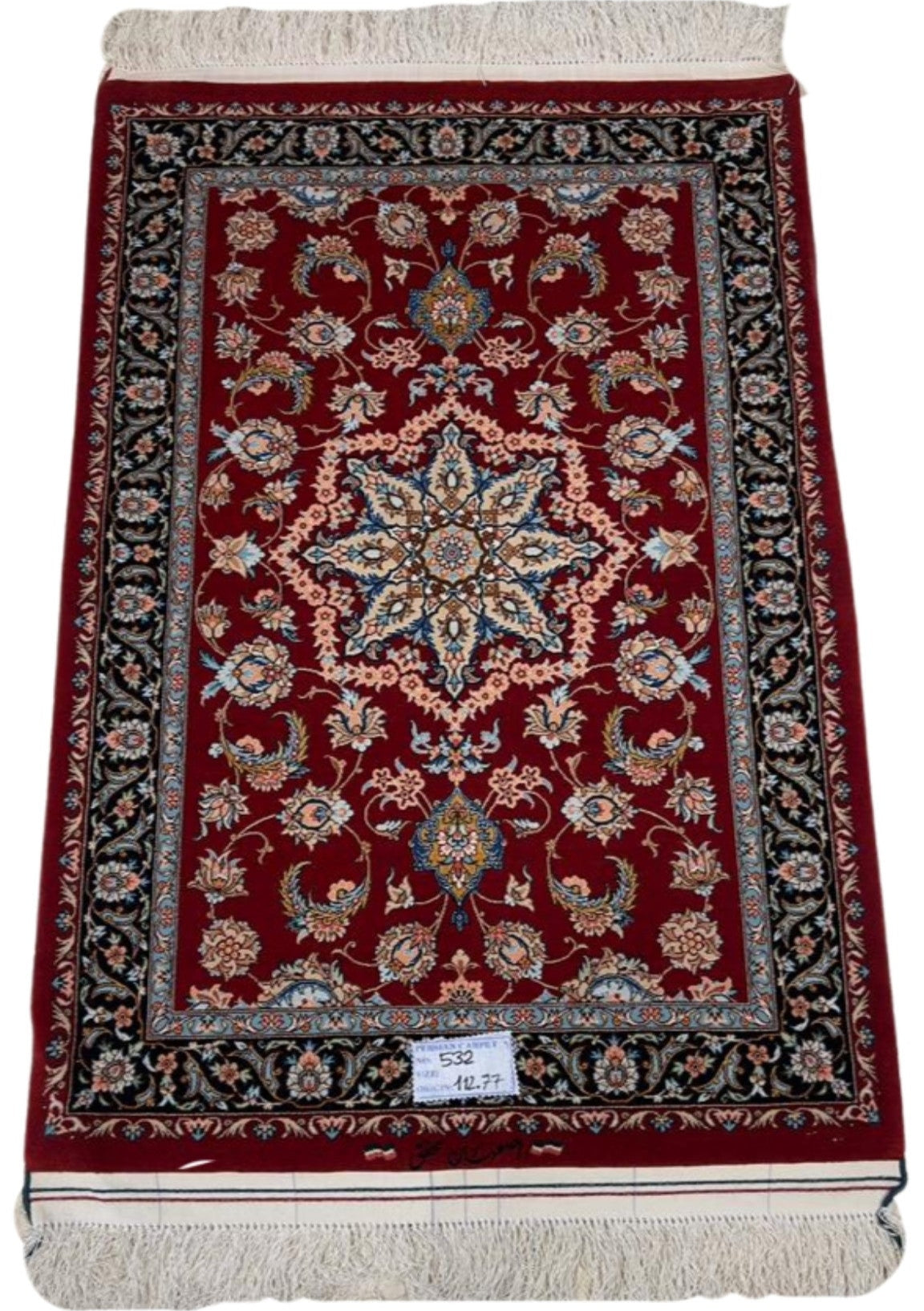 Handmade red oriental rug from Isfahan