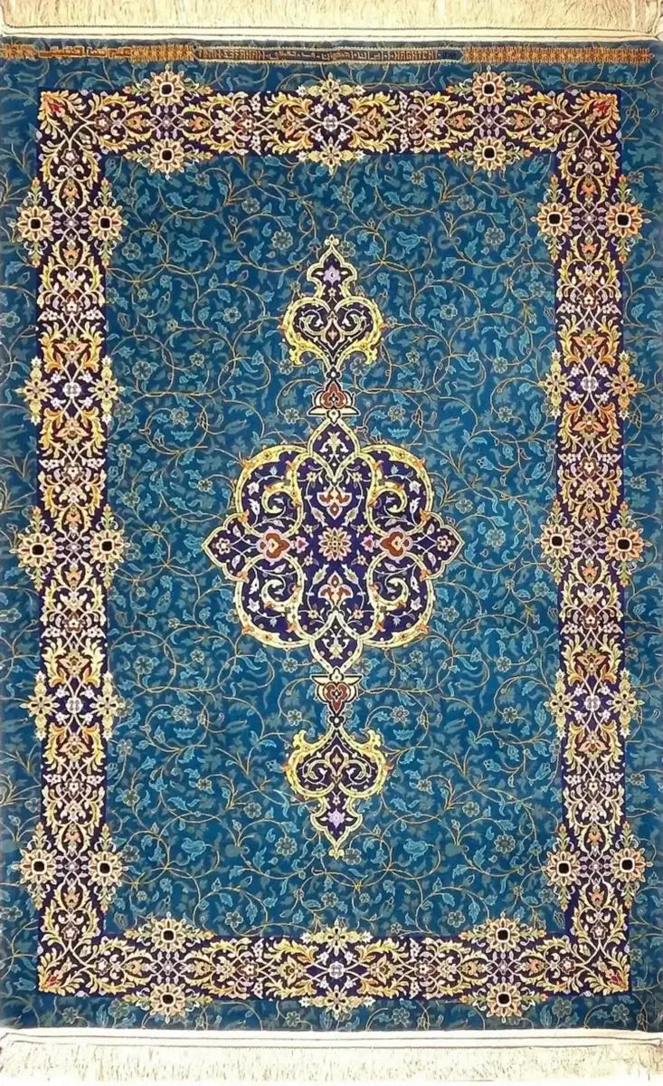 "Handmade Iranian carpet showcasing intricate Persian rug design by Alireza Haghighi"

