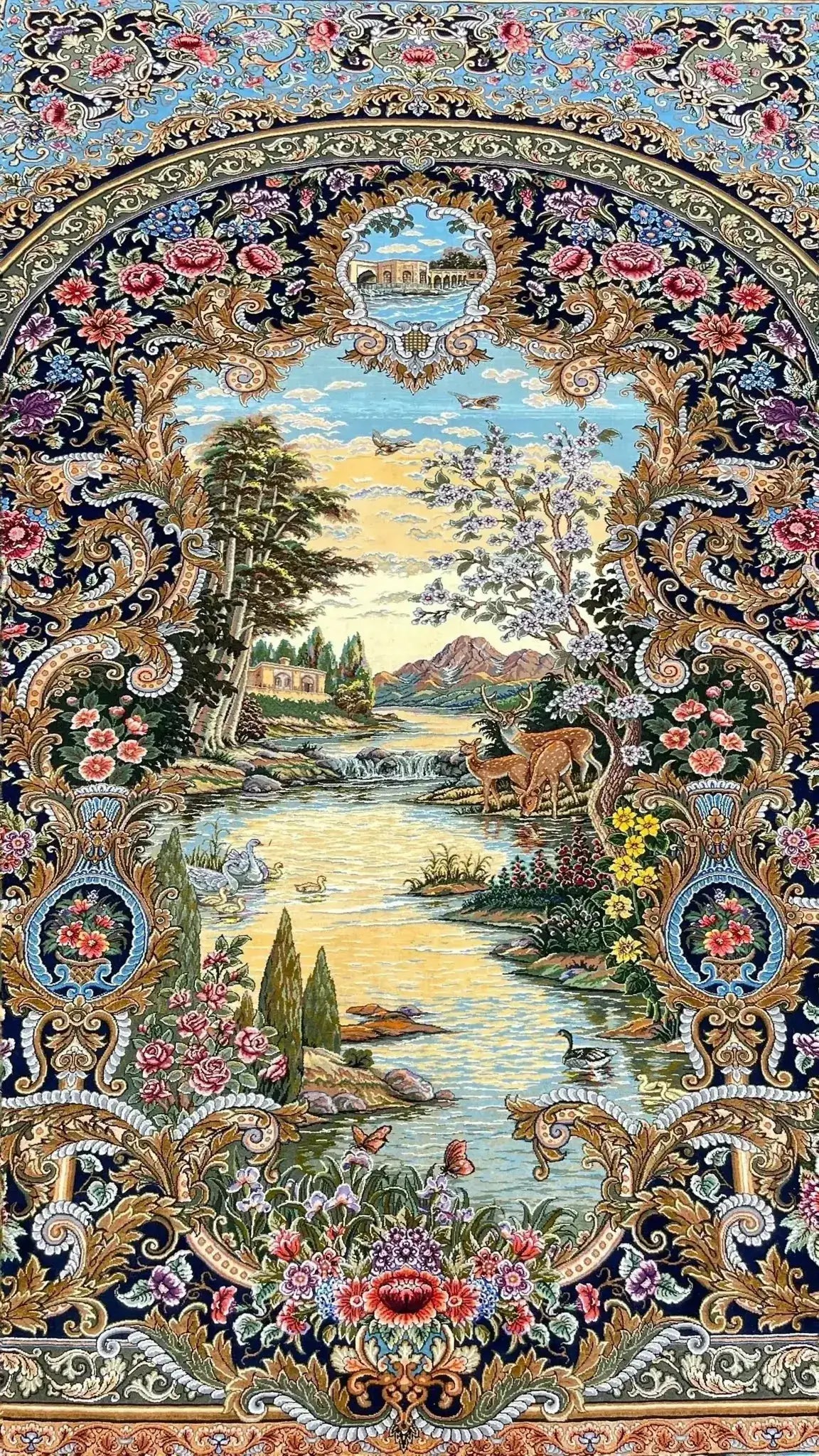 "Isfahan Persian rug by Mirzaie – Limited edition hand-knotted wool and silk rug, available online"
