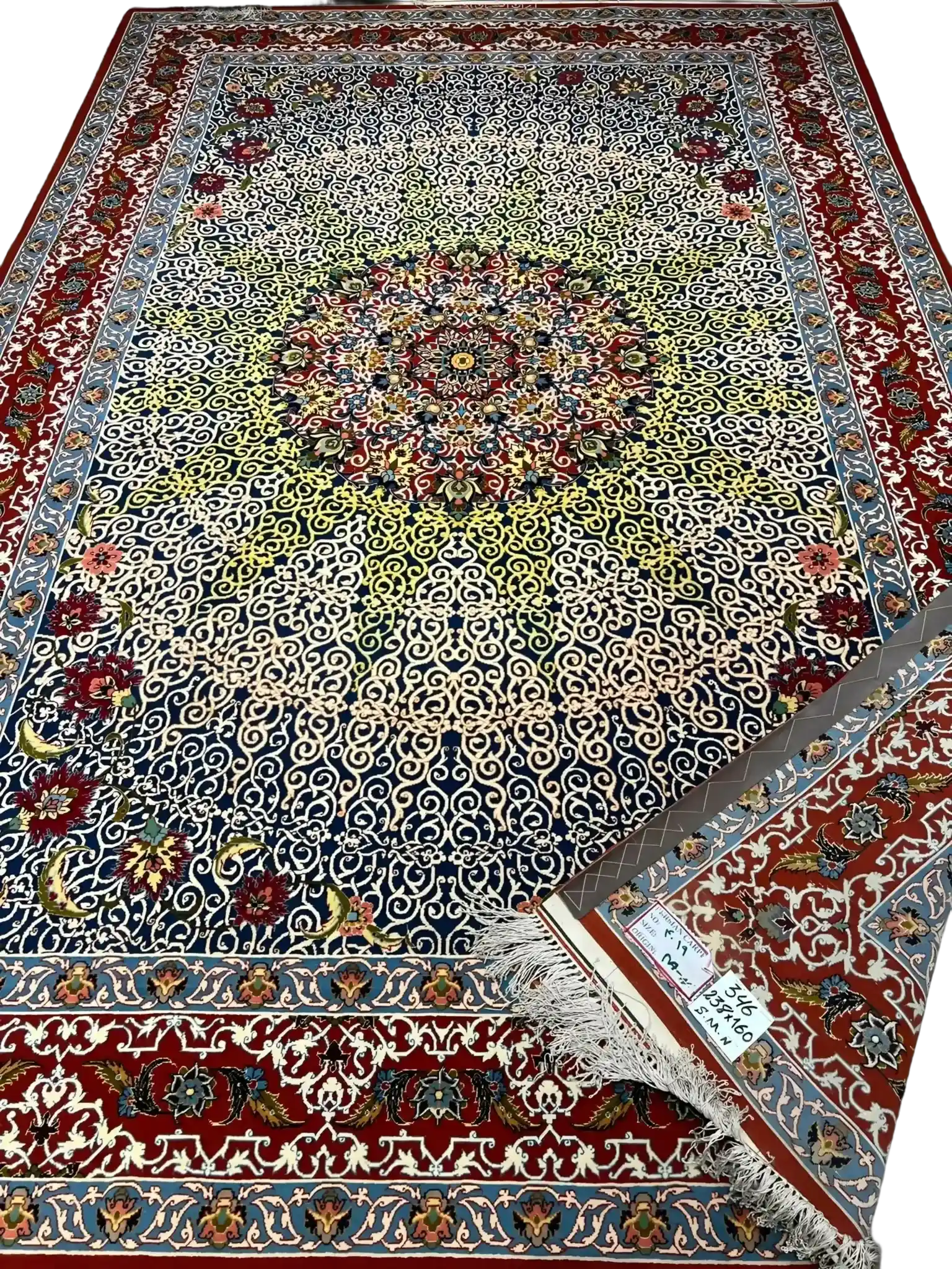 Colorful Haghighie rug with a distinctive, eye-catching pattern