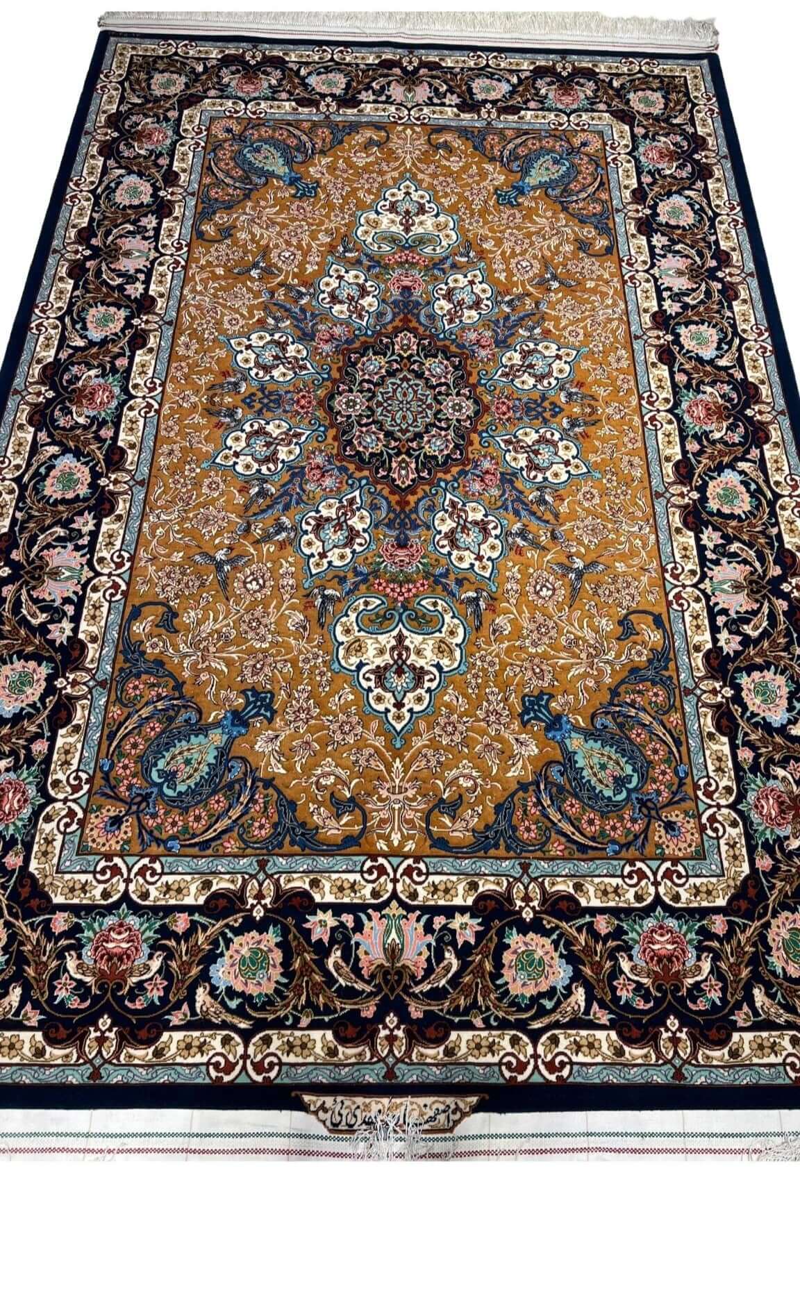"Hand-knotted artistic rug by Grandmaster Akbar Mehdiei, Isfahan"

