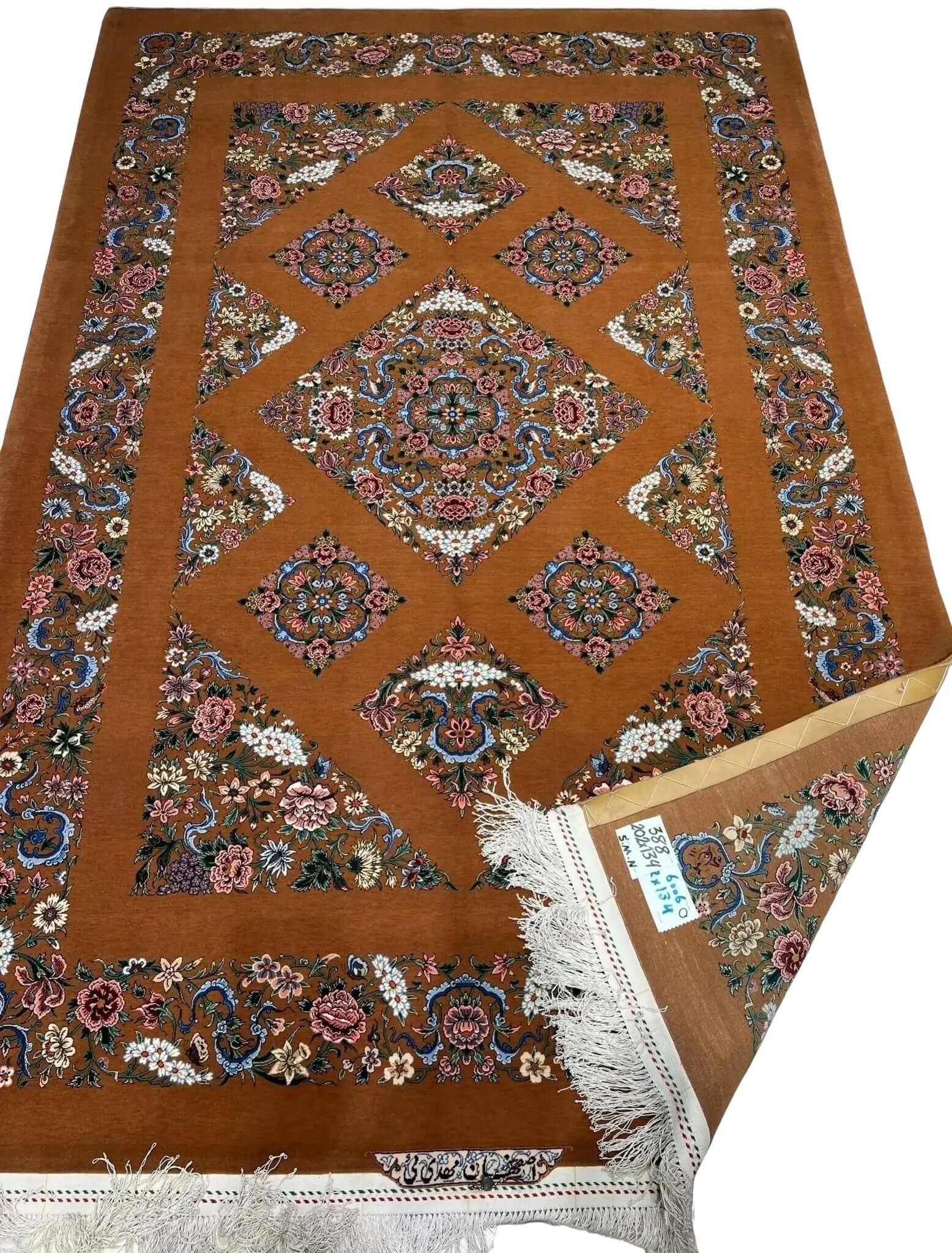 Timeless Persian carpet with a unique blend of Isfahan craftsmanship and Kazak design.
