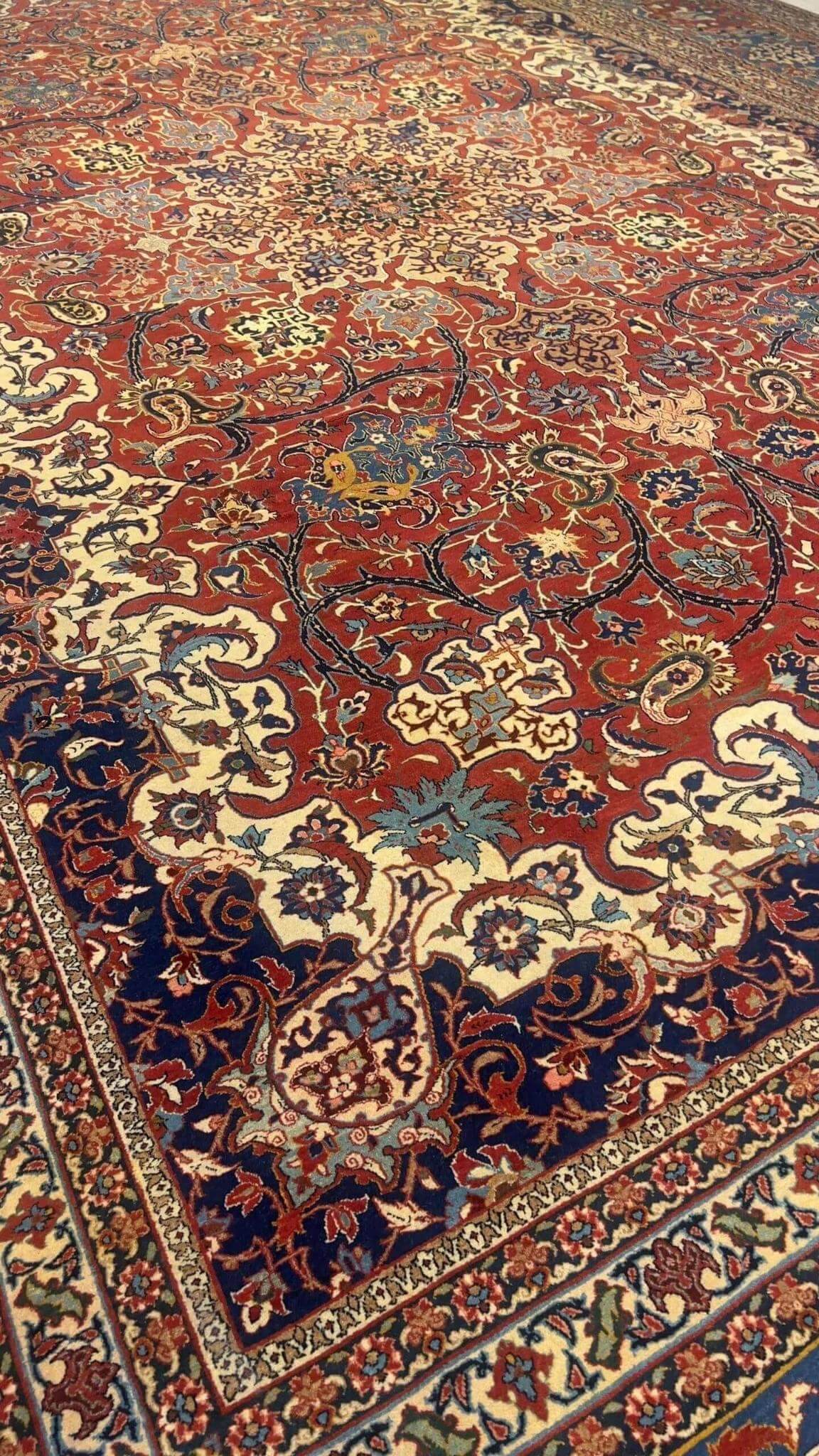 "Mid-century Isfahan rug style by Master Shoreshie, silk and wool pile"