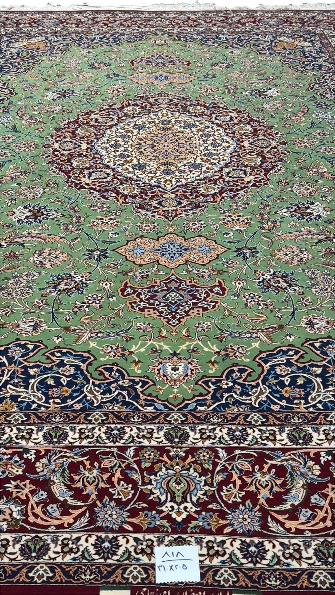 "Master oriental weaver rug by Ahmad Zojaji, 310x205 cm in green tones"
