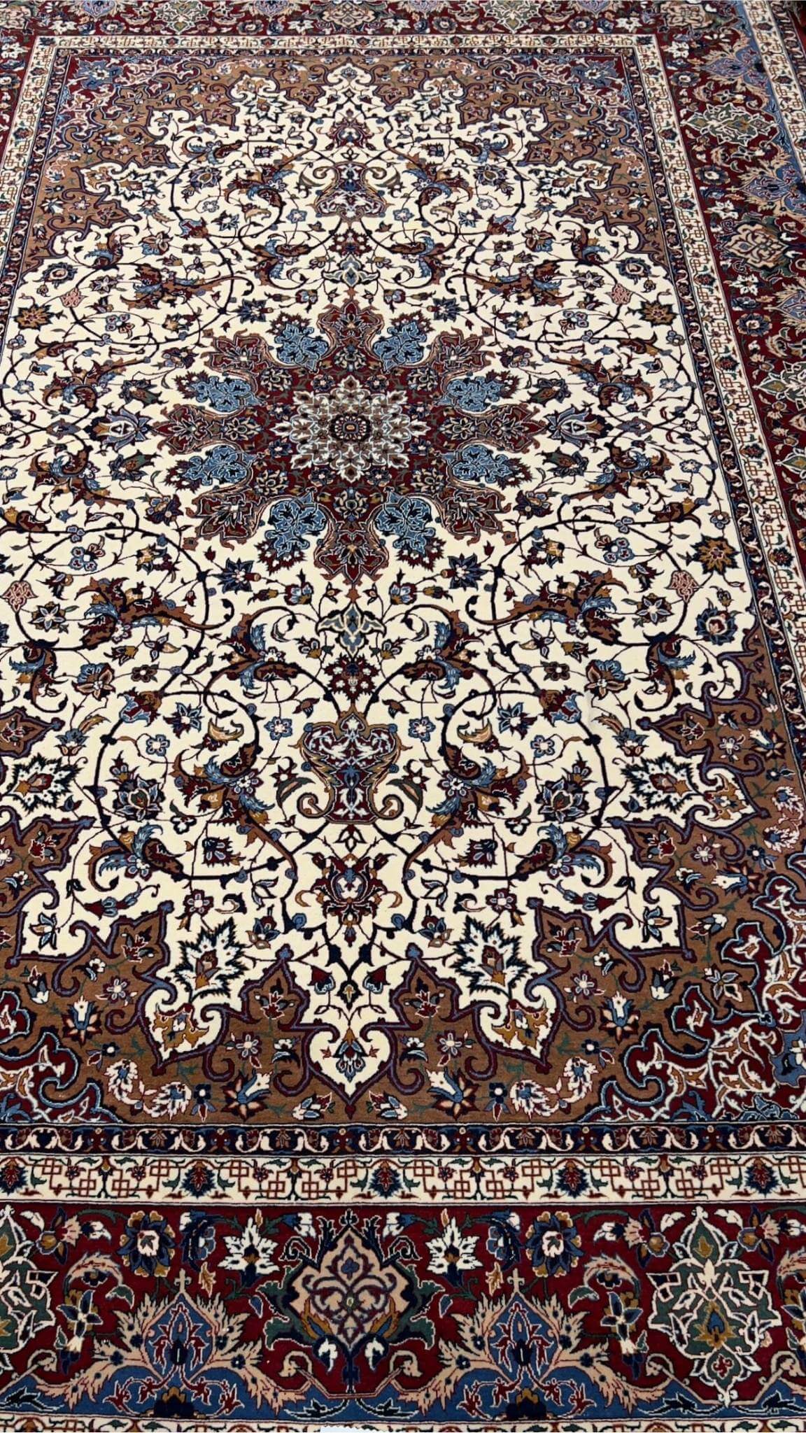 "Hand-knotted Isfahan Persian rug by Master Ahmad Seirafian"