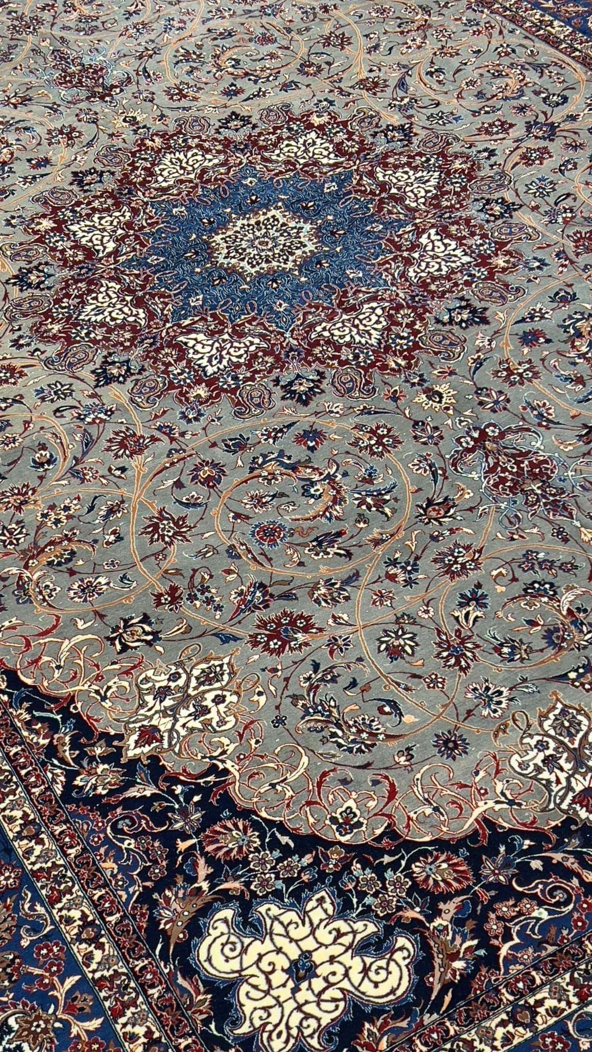 "Hand-knotted islimie design rug with vegetable dyes from Isfahan"