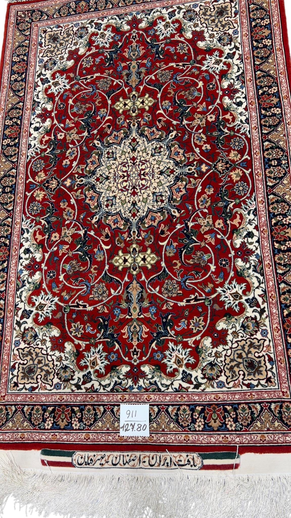 Small decorative Isfahan rug ideal for enhancing living rooms or bedrooms.





