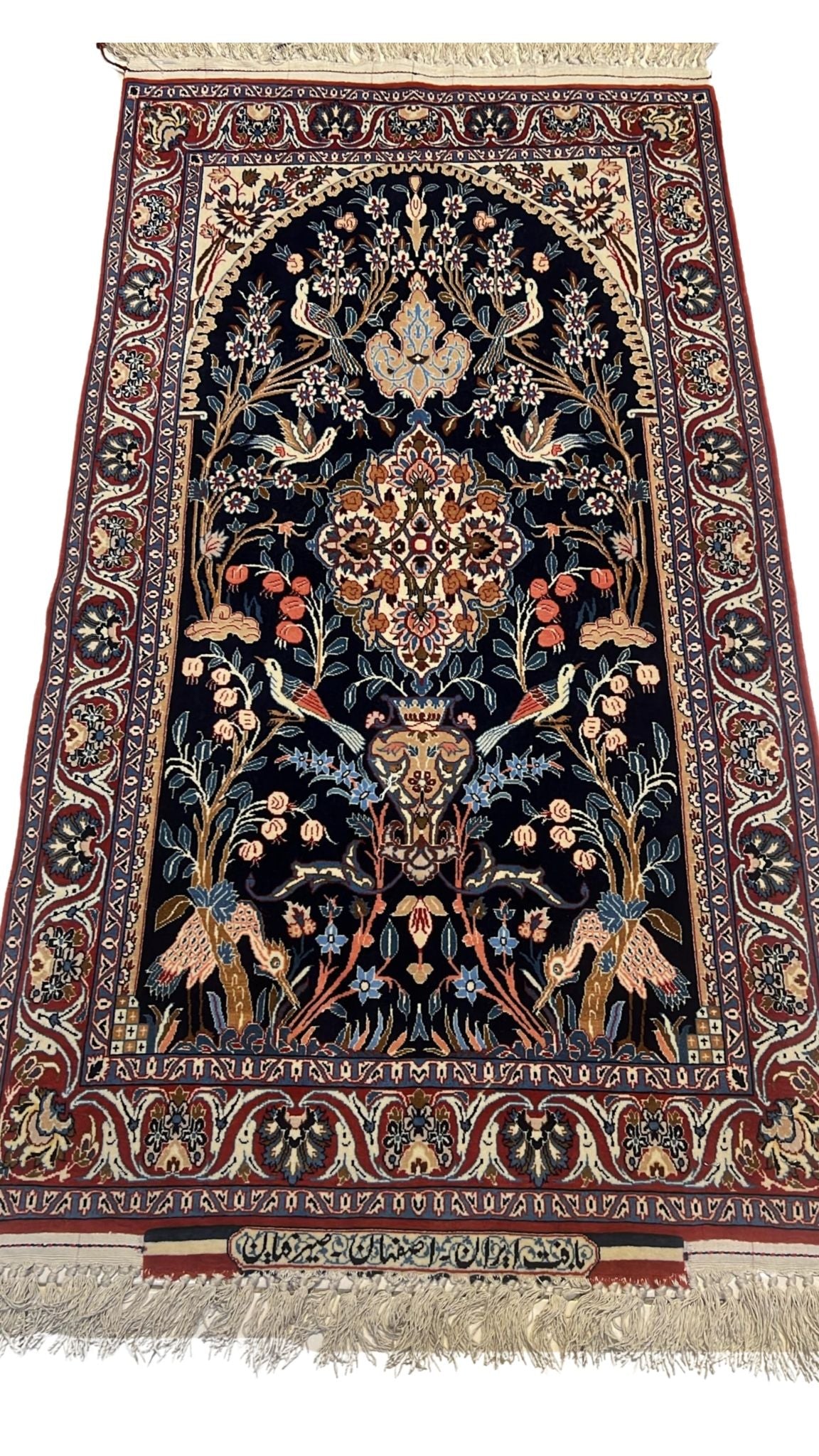 Luxury Authentic Small Seirafian Navy Blue Rug Hand-Knotted in Isfahan