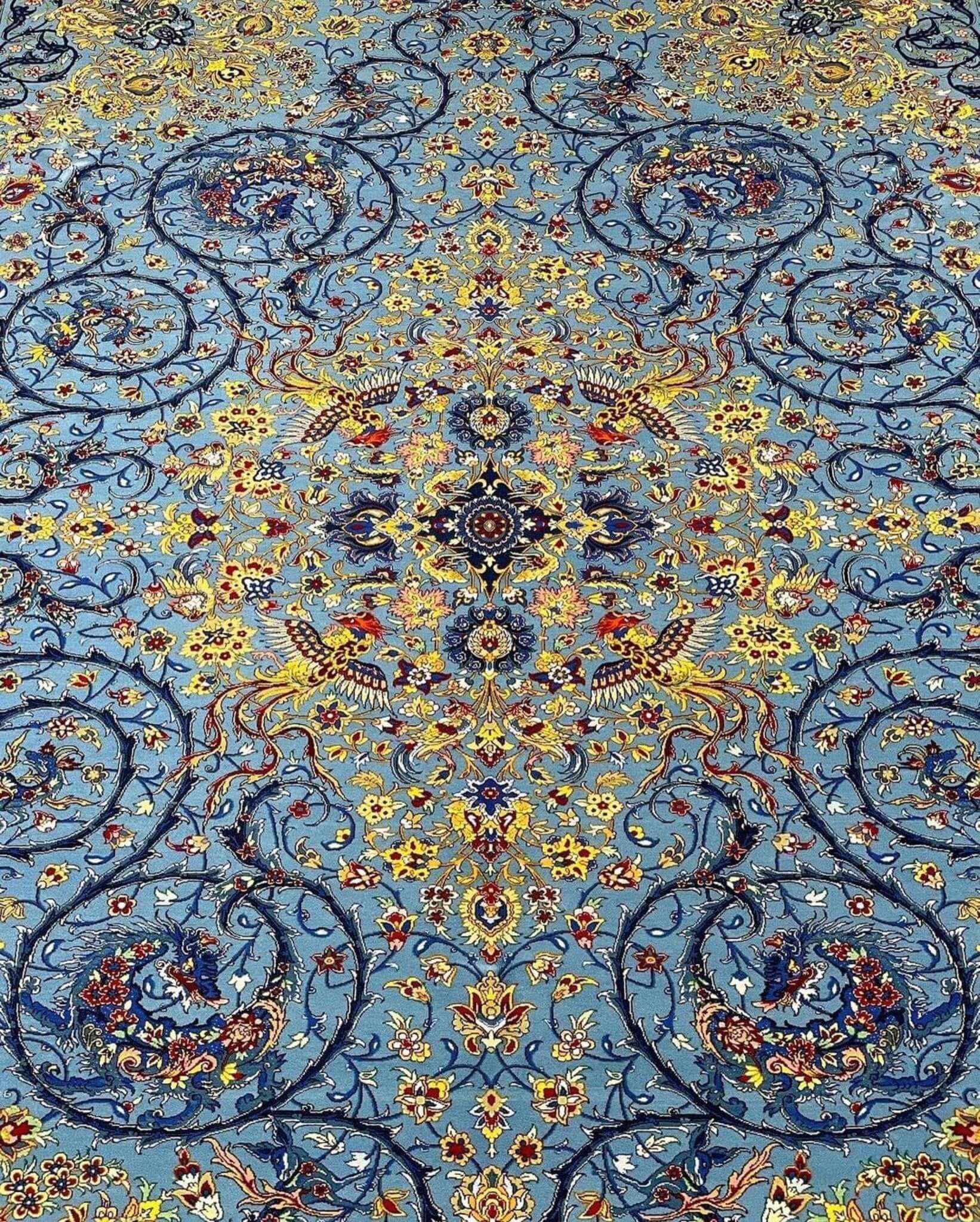 Exclusive hand-knotted Persian silk rug available for purchase
