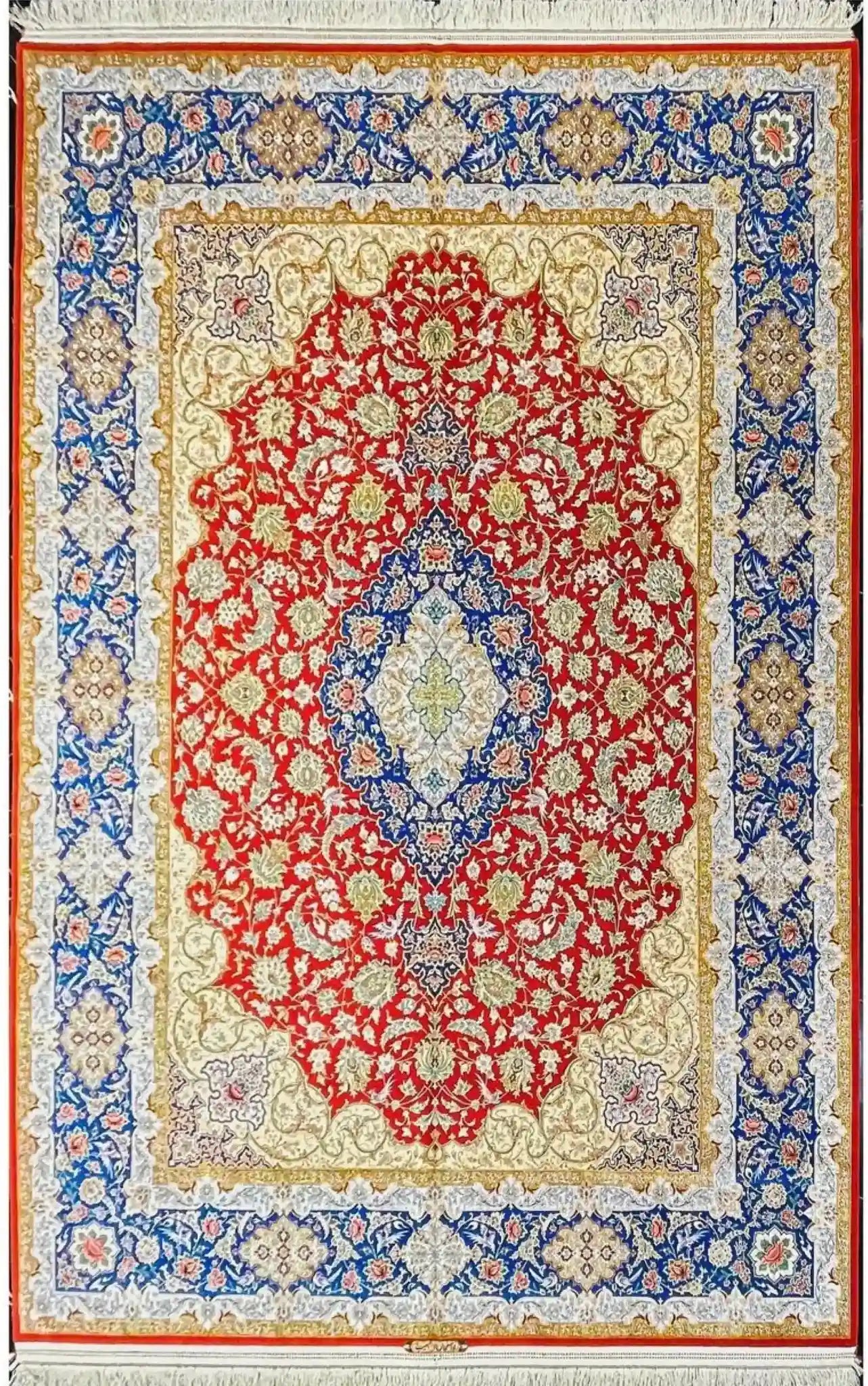 "Handmade Wool and Silk Persian Rug from Isfahan, 350 cm x 250 cm by Weaver Habib"
