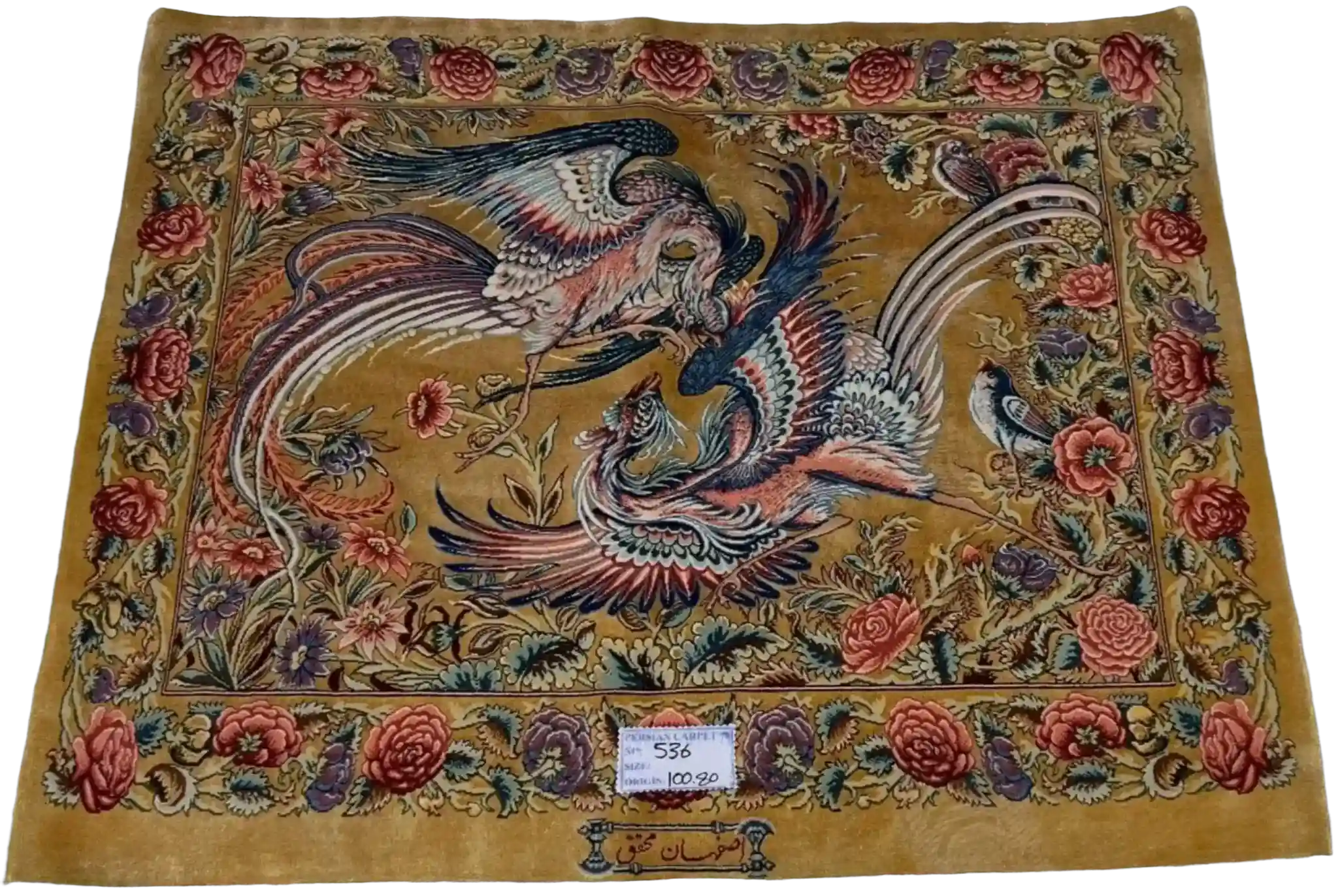 "Intricately hand-knotted Persian Kerman rug with a unique pictorial style. This luxury area rug features elegant wool and silk blends, perfect for adding a sophisticated touch to any room. Available for sale online now."