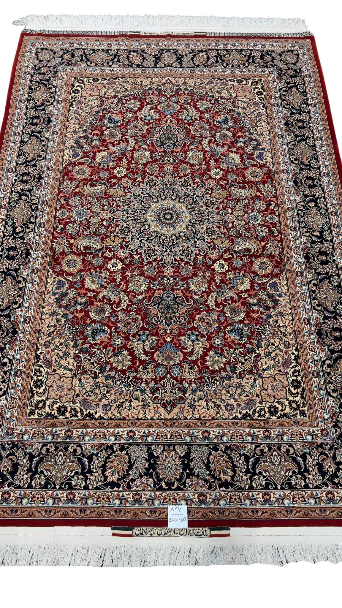 Exquisite handcrafted Seirafian Persian rug featuring a prominent medallion centerpiece