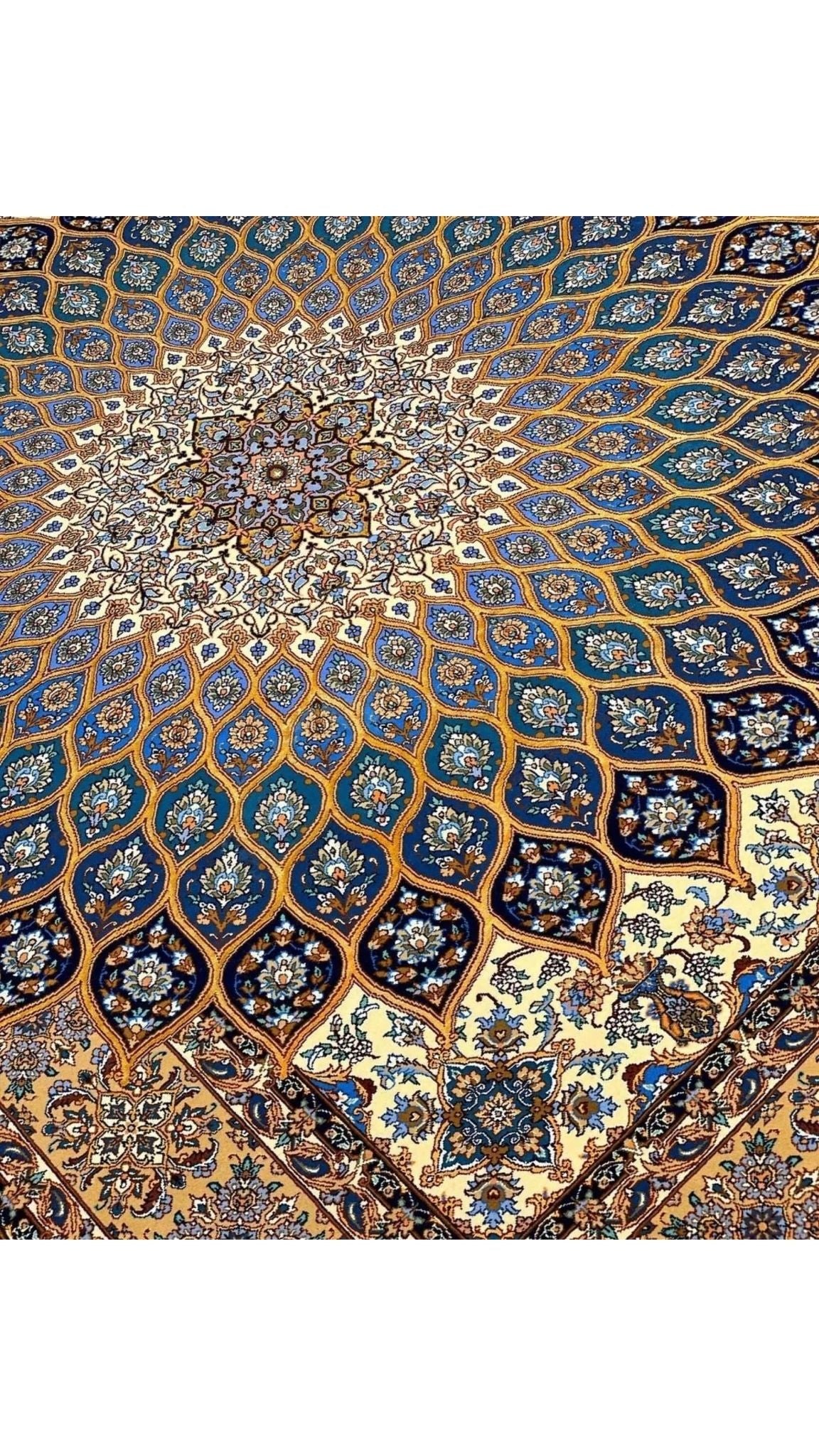 Close-up of the intricate dome-inspired design on Davarie Persian rug