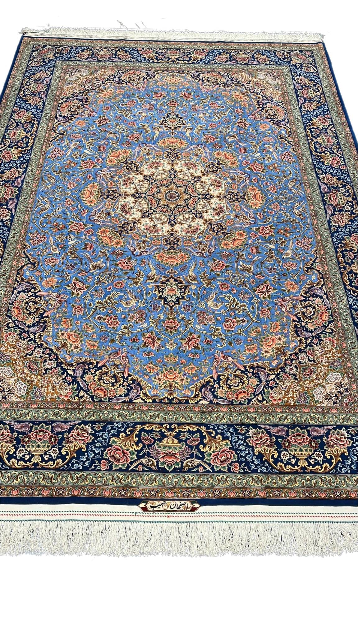 Authentic Iranian carpet with intricate floral design, 220x150 cm
