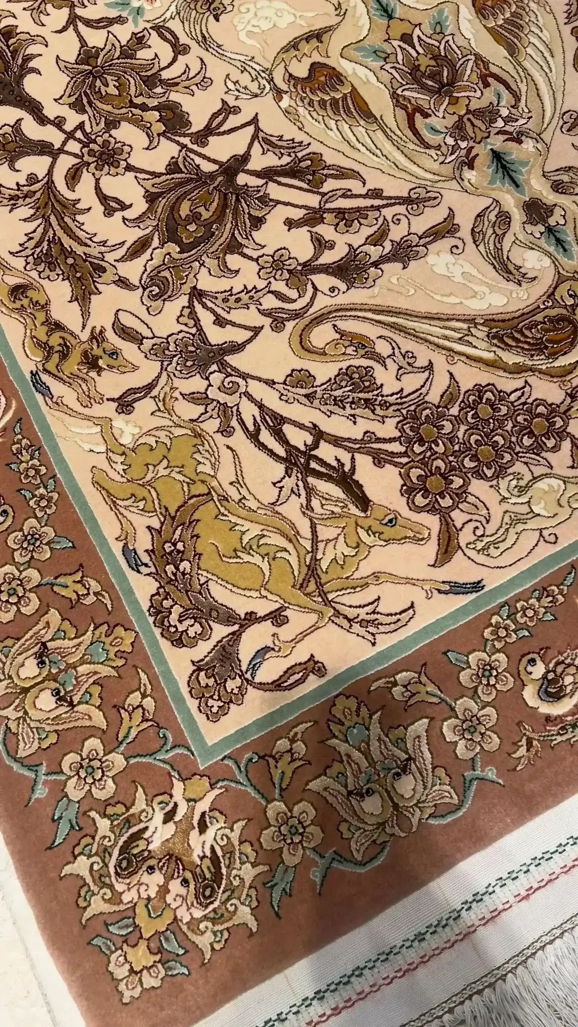 Handcrafted Isfahan rug showcasing intricate floral patterns