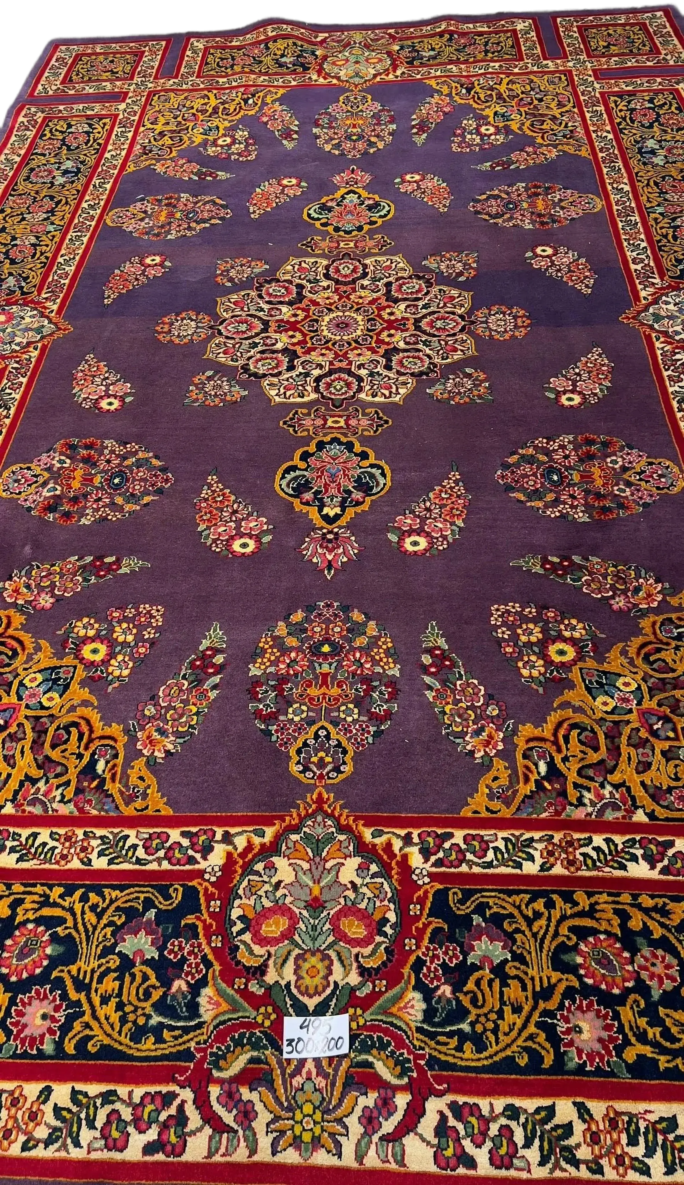 Close-up view of the Elegant Mashad Rug showcasing its intricate 360,000 knots per square meter craftsmanship