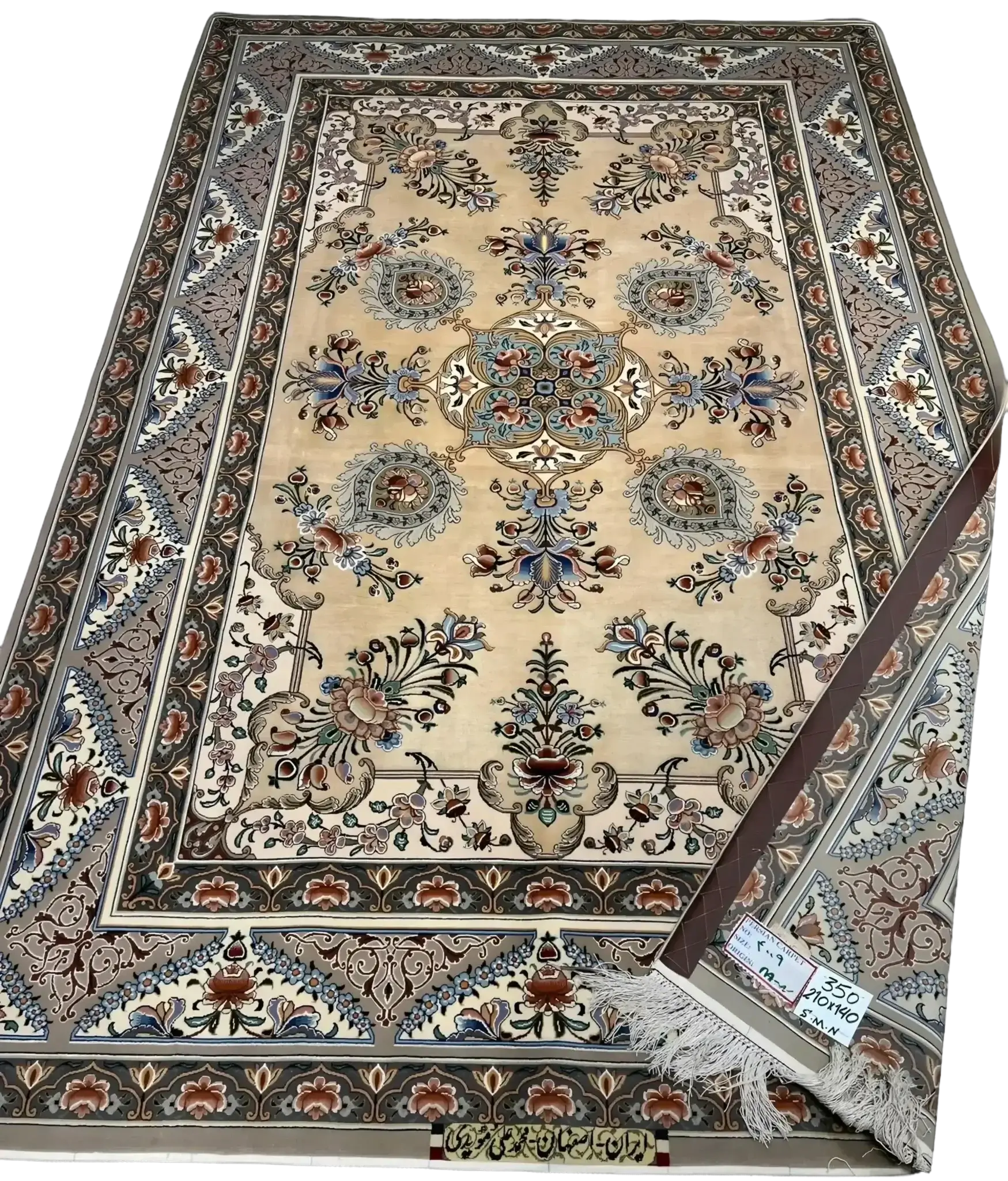 Elegant floral design on Master Moeidie Silk Open Floor Rug