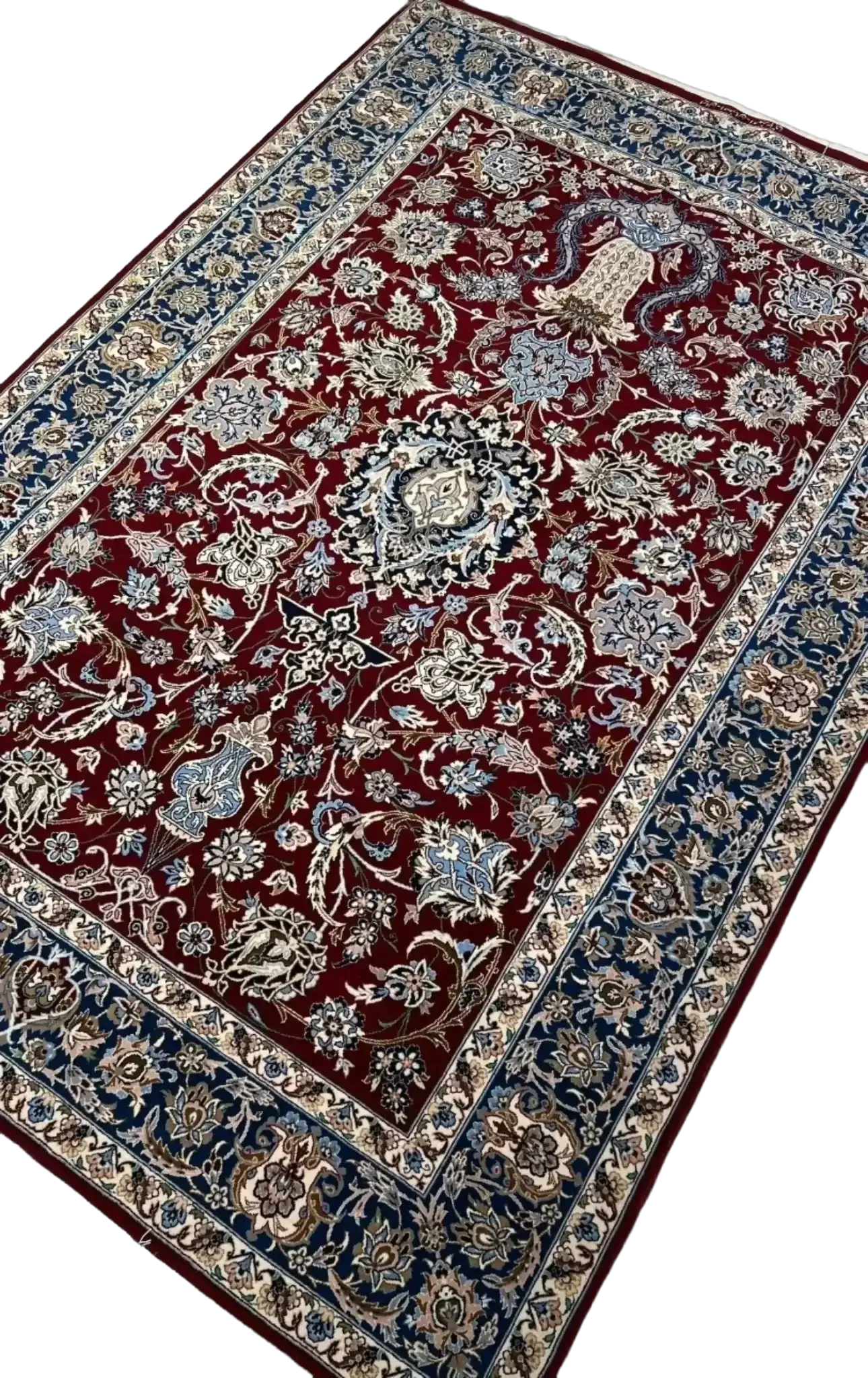 Luxurious dark red Persian rug with intricate patterns for sale