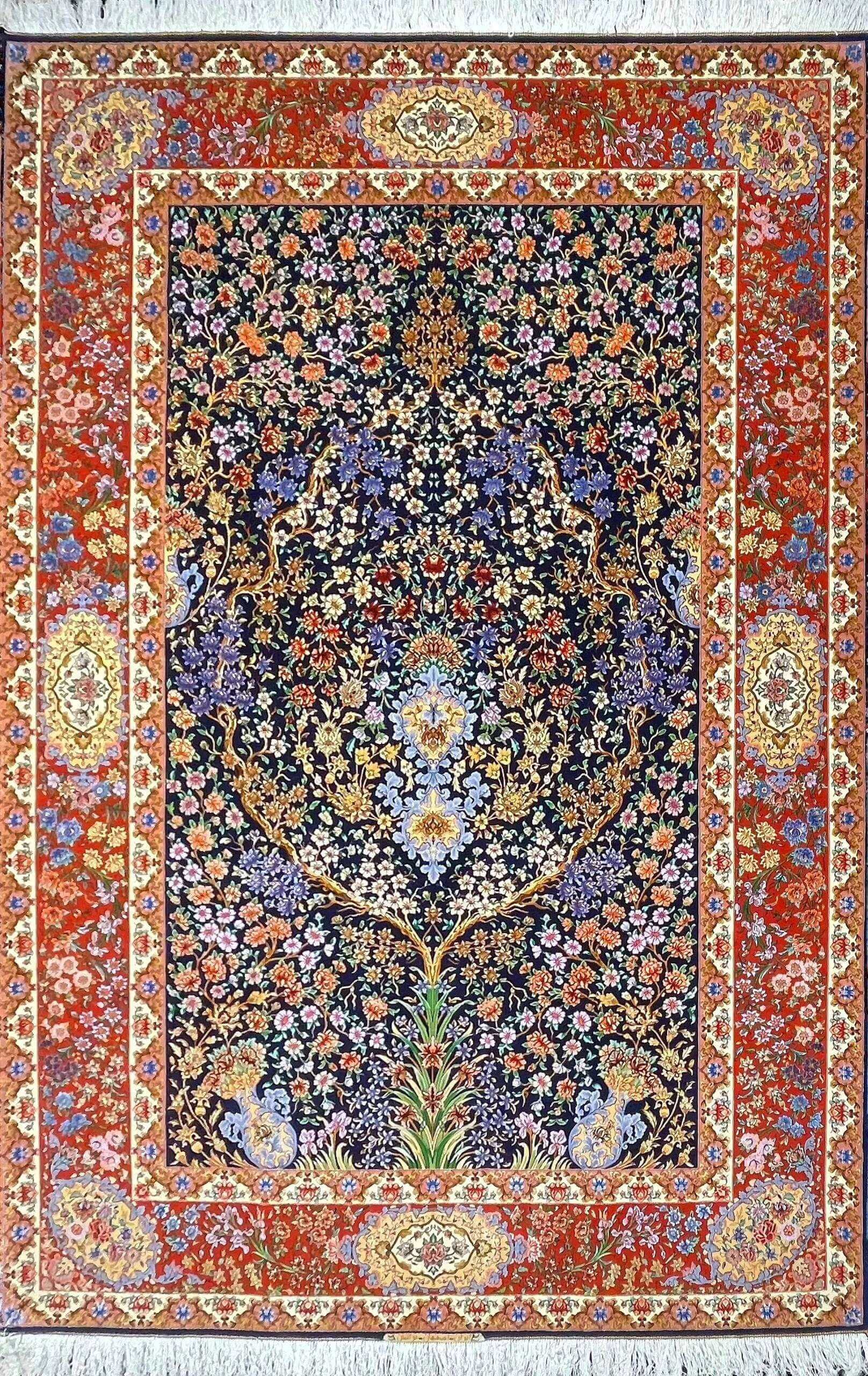 Artisanal Isfahan Bartarian Persian rug with a classic Tree of Life floral design