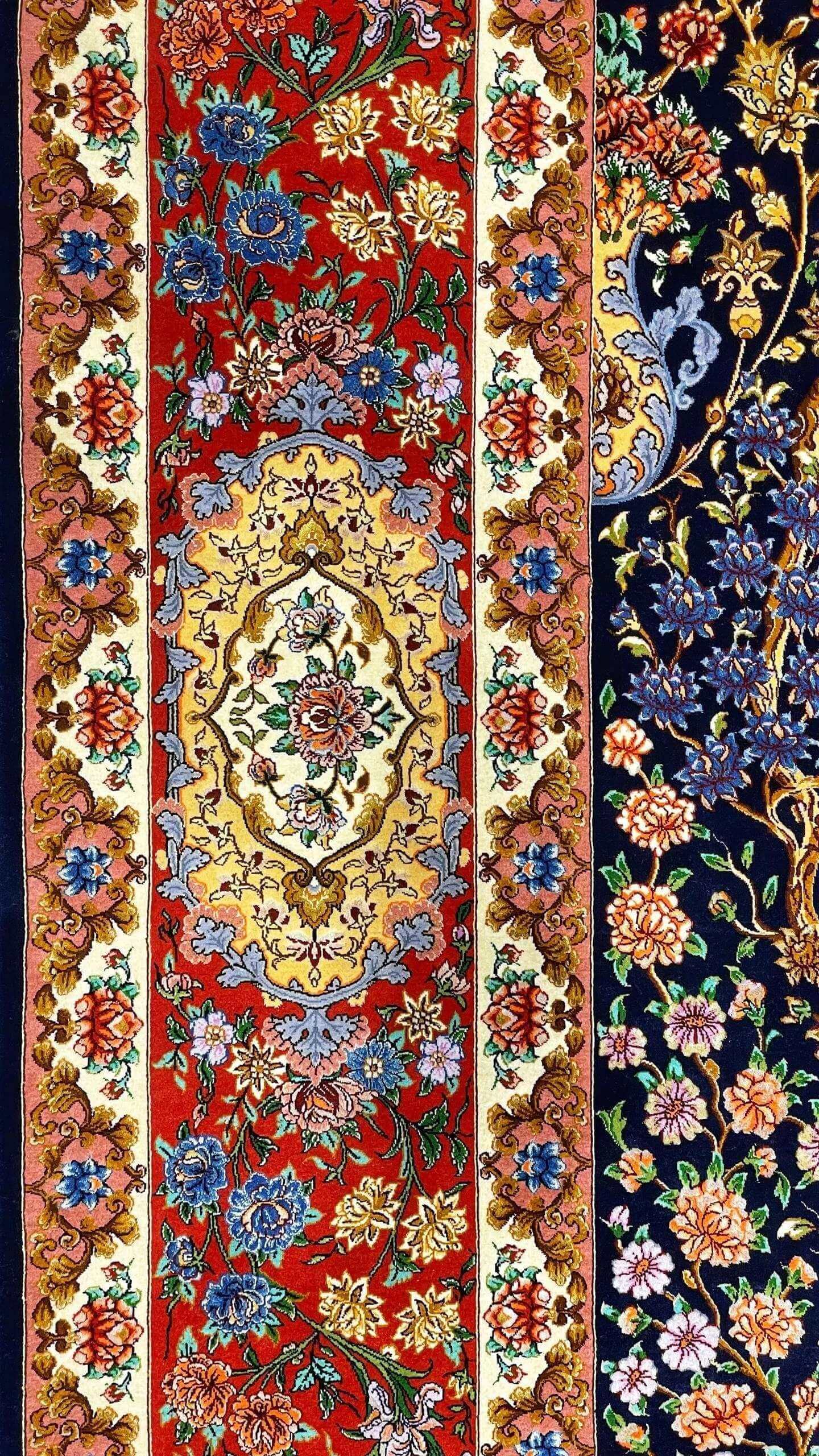 Colorful Isfahan Bartarian rug with a rich tapestry of floral Tree of Life patterns