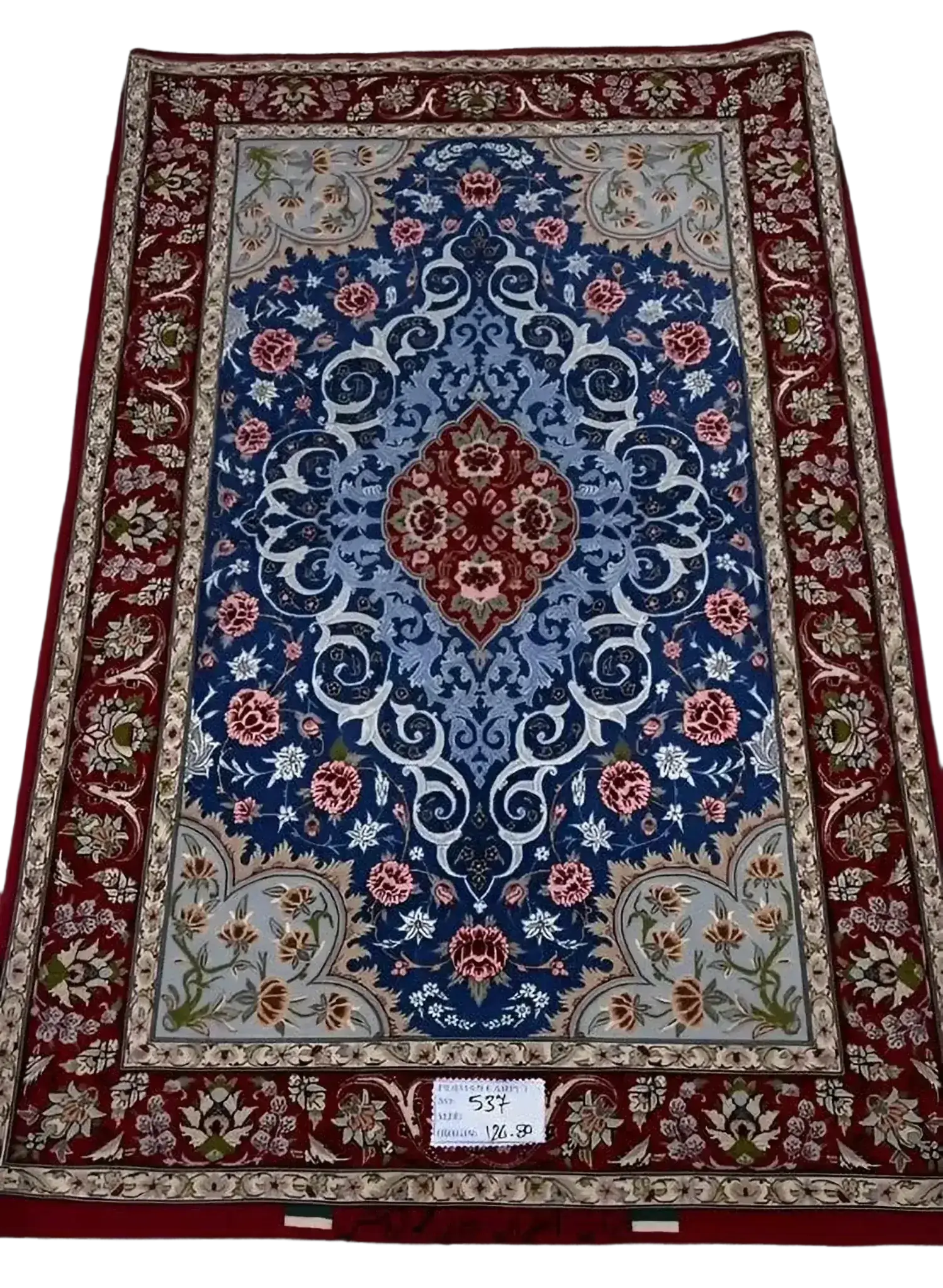 Wool and silk oriental rug from Isfahan, 126x80 cm