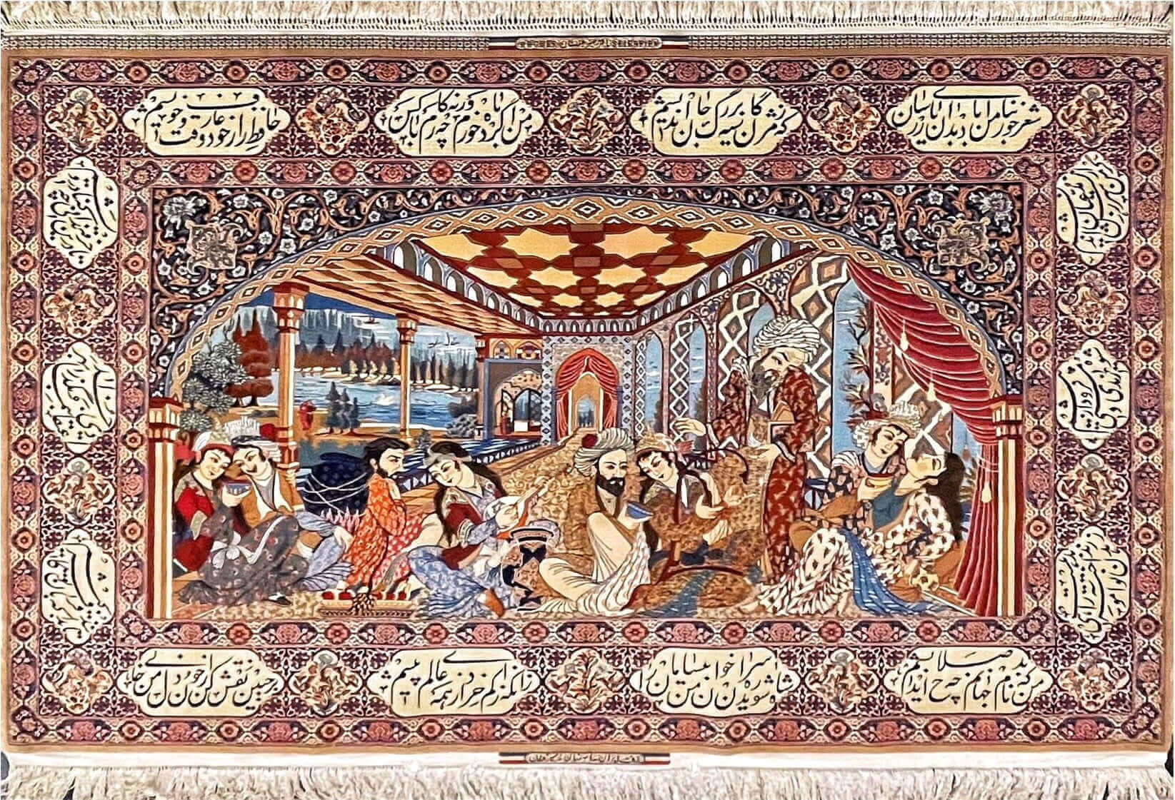"Hand-knotted Seirafian wool and silk Persian rug featuring intricate design by Master Bagher Seirafian."
